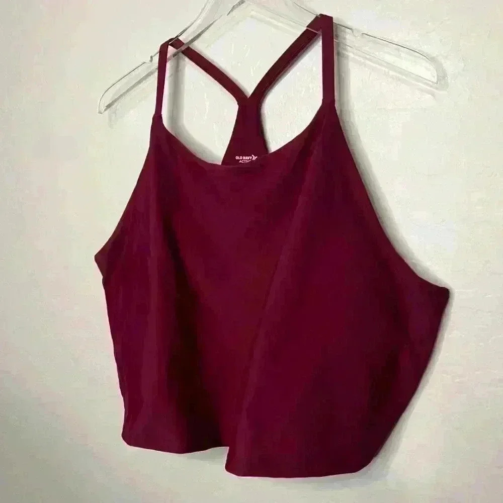 Old Navy Active Burgundy Crop Top Tank/Sports Bra NWT 4X - Picture 3 of 5
